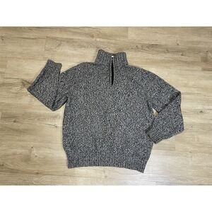 Blumarine Italian Knit Women's Sz M 1/4 Zip 100% Wool Heather Gray Sweater Italy